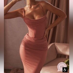 House of CB Dusty Rose Midi Slip Dress